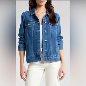 PAIGE denim women’s blue Jean jacket size L cotton rayon classic Trucker